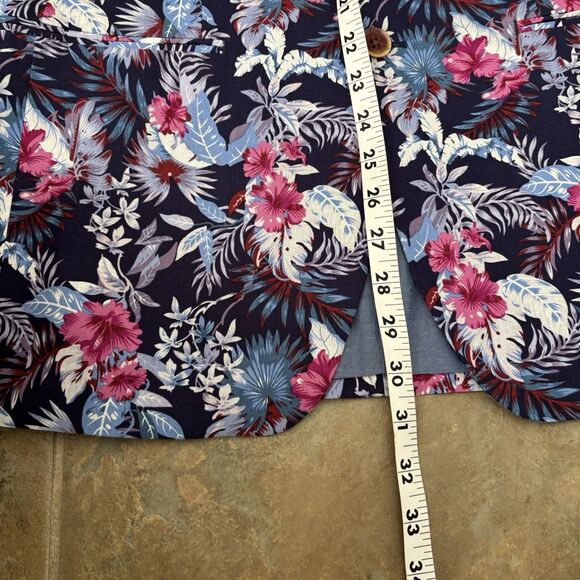 Tallia Blazer Mens Size 38R Blue Slim-Fit Floral Print Suit Jacket Linen Blend - Picture 6 of 11